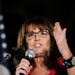 In this Sept. 21, 2017, photo, former vice presidential candidate Sarah Palin speaks at a rally in Montgomery, Ala. Palin has tested positive for the 