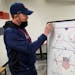 Women’s Olympic team hockey coach Joel Johnson maps out strategy in his office at the National Sports Center in Blaine. He’s also the women’s co