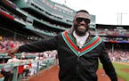 David Ortiz walked along the field at Fenway Park on Sept. 5, 2021.