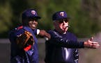 David Ortiz and manager Tom Kelly at Twins spring training in 1999.