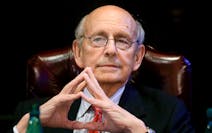 In this Feb. 13, 2017, file photo, Supreme Court Justice Stephen Breyer listens during a forum called From the Bench to the Sketchbook at the French C