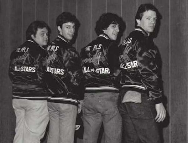 The original Minneapolis Comedy All-Stars, circa 1981, at Dudley Riggs Seven Corners: Louie Anderson (left), Joel Madison, Jeff Cesario and Alex Cole.