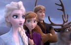 From left, Elsa, voiced by Idina Menzel, Anna, voiced by Kristen Bell, Kristoff, voiced by Jonathan Groff and Sven star in “Frozen 2.”