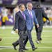 Vikings co-owner Mark Wilf, at left with brother Zygi, said this month the new GM will “have input” in the coaching hire. 