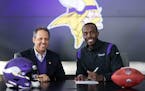 Vikings co-owner Mark Wilf and new team general manager Kwesi Adofo-Mensah on Wednesday when the team announced the hiring of the former Browns execut