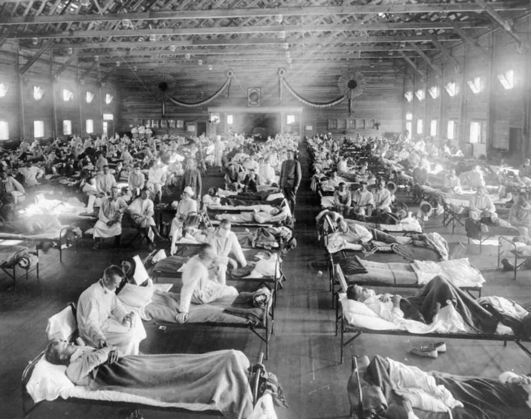 Influenza patients at Fort Riley in Kansas in 1918.