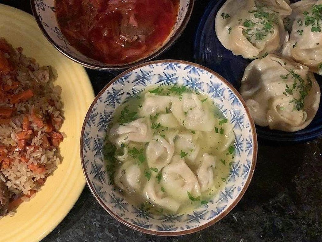 Chuchvara soup, plov, borscht and mantu from Samarkand.