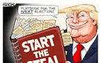 Sack cartoon: Trump's playbook