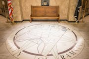 This map artwork of Ramsey County is located in St. Paul City Hall-Ramsey County Courthouse in downtown St. Paul.