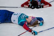 Jessie Diggins of Afton after finishing fifth in the 15km skiathlon at the 2018 Winter Olympics. 