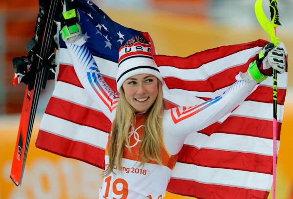 Mikaela Shiffrin after winning the silver medal in the combined at the 2018 Winter Olympics. 