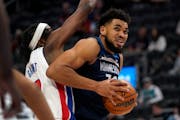 Wolves All-Star Karl-Anthony Towns went up against the Pistons’ Jerami Grant on Thursday at Detroit. The teams play again Sunday at Target Center.