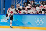 Canada’s Marie-Philip Poulin (29) celebrated after scoring on a penalty shot in the second period against the United States.