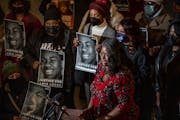 Nekima Levy Armstrong gathered with Black women demanding justice for Amir Locke at the rotunda at City Hall in Minneapolis on Monday.