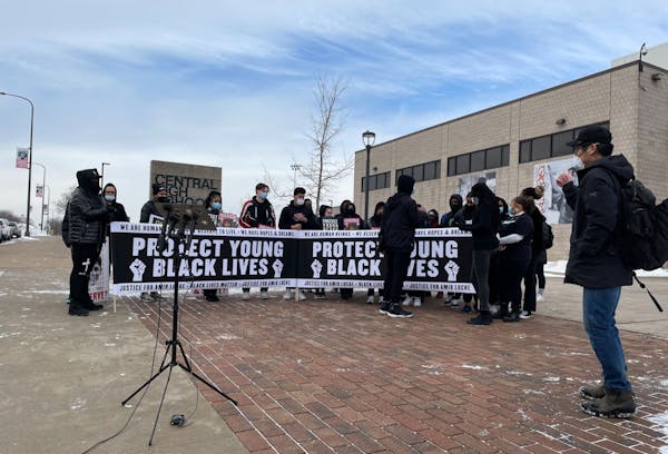 Students began to gather outside Central High in St. Paul on Tuesday Feb. 8 to protest the police killing of 22-year-old Amir Locke.