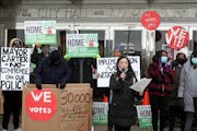 Housing Equity Now St. Paul, the group that petitioned and campaigned for rent control, held a news conference Wednesday at St. Paul City Hall to ask 