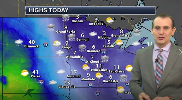 Morning forecast: High 11, cold and cloudy