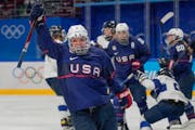 United States’ Cayla Barnes (3) celebrates after scoring a goal against Finland.