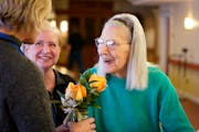 A resident of an assisted living facility received fresh flowers through Bluebirds & Blooms.