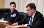 Mendota Heights Police Chief Kelly McCarthy, chair of the POST board, and board executive director Erik Misselt testified in 2020 at a legislative hea
