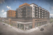 A rendering of the completed Seven Points redevelopment project in Uptown Minneapolis.