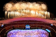 Fireworks lit up the sky over Olympic Stadium during the Closing Ceremony of the 2022 Winter Olympics on Sunday in Beijing.
