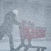 Shoppers braved the blowing snow Tuesday in the Target parking lot in Apple Valley.