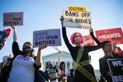 Demonstrators last year protested the Texas abortion law, which prohibits most abortions after about six weeks, outside the U.S. Supreme Court buildin