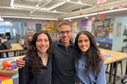 Teammates, from left, Alice Bruno, Jonas Costa and Alessandra Rosa Policarpo stood in the Idea Lab, which provides space and raw materials for Macales