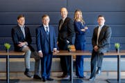 Erik Knutson, CFO, from left, Dan Boeckermann, chairman, Tim Viere, CEO, Melissa Johnston, CCO and Todd Hovland, president, posed for a portrait at th