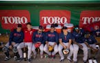 The new-look Twins mugged for the camera during spring training in Fort Myers, Fla., in March. From left, Gary Sanchez, Max Kepler, Luis Arraez, Jorge