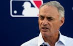 Major League Baseball Commissioner Rob Manfred was among those testifying Wednesday in Houston.