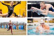 Gophers athletes, clockwise from top left, Lexy Ramler, Sarah Bacon, Max McHugh and Bethany Hasz have rewritten record books at the U.