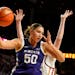 Kansas State center Ayoka Lee of Byron, Minn., is one of several talented centers featured in the NCAA women’s basketball tournament.