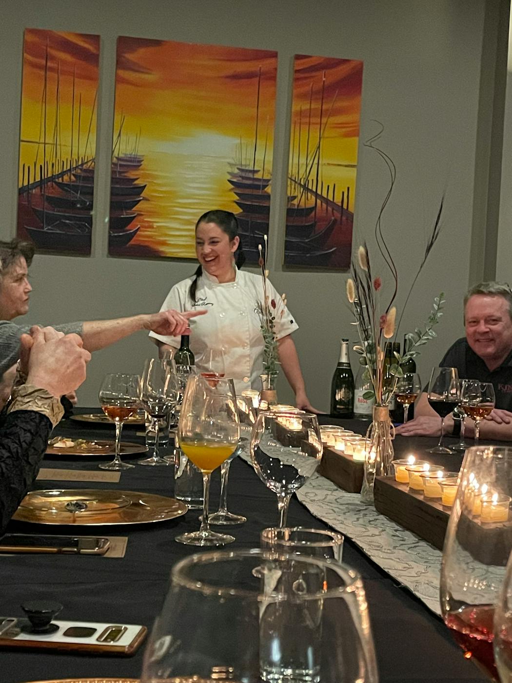 Chef Soleil Ramirez mingles with guests at her Love and Soul dinner series in Columbia Heights