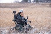 Brittanie Wilson was invited to test an Action Trackchair at Myre-Big Island State Park, east of Albert Lea. Wilson was born with arthrogryposis, a di