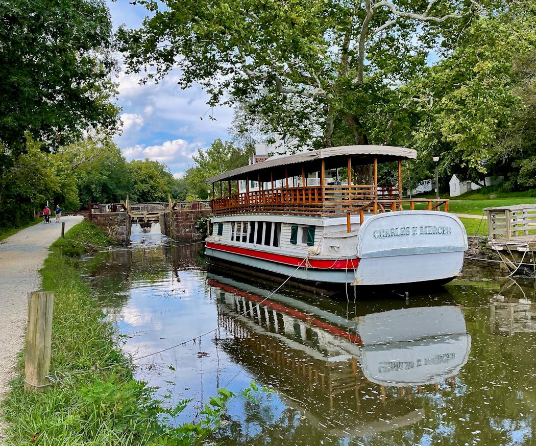 The C&O Canal Towpath was once used by mules to pull boats through the canal. The National Park Service offers hour-long rides on the Charles F. Mercer, a replica packet boat, complete with mules.