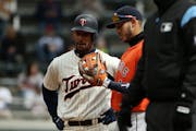 Carlos Correa, right, then the Houston Astros shortstop, stood at second base alongside Twins center fielder Byron Buxton in a 2018 game at Target Fie