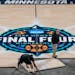 The Women’s Final Four court was installed at Target Center early Sunday morning.