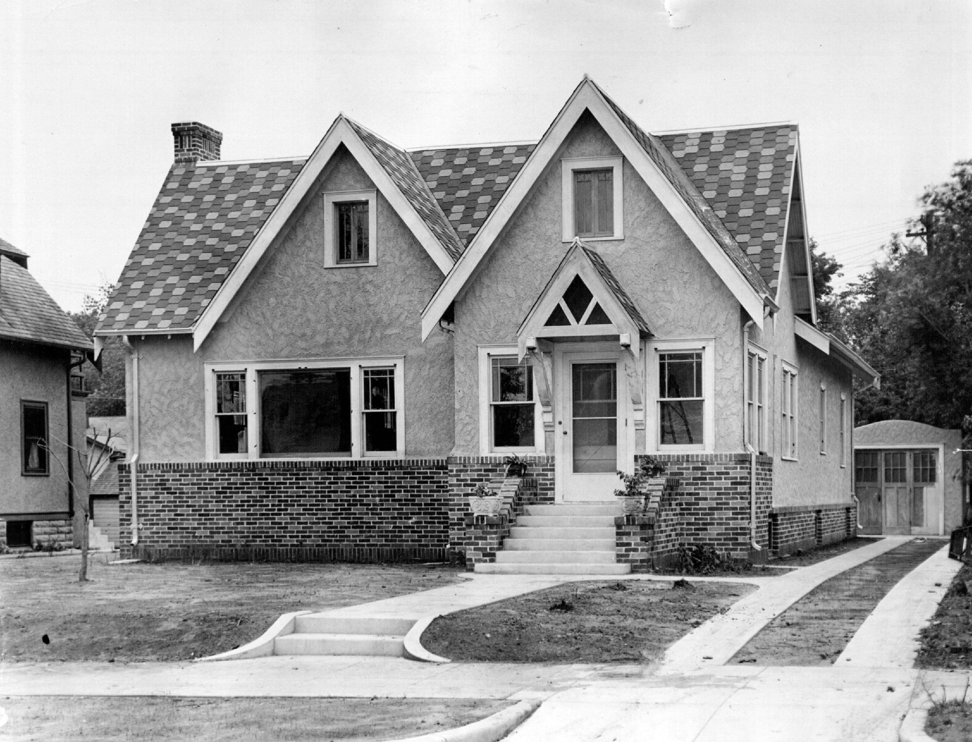 A stucco and brick home in south Minneapolis, photographed in 1926.