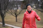 Val Rogosheske of Minneapolis had a three-mile training run/walk at Powderhorn Park on April 5.