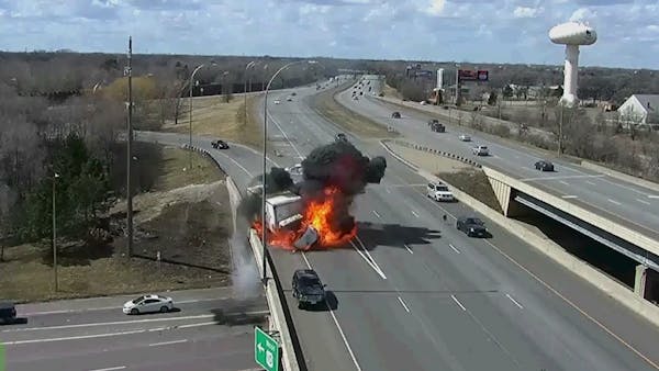 MnDOT video captures truck bursting into flames in Blaine