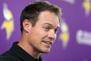 Kevin O’Connell (shown in a February news conference) is nearly five months from his first meaningful game as Vikings coach, but his players are ent