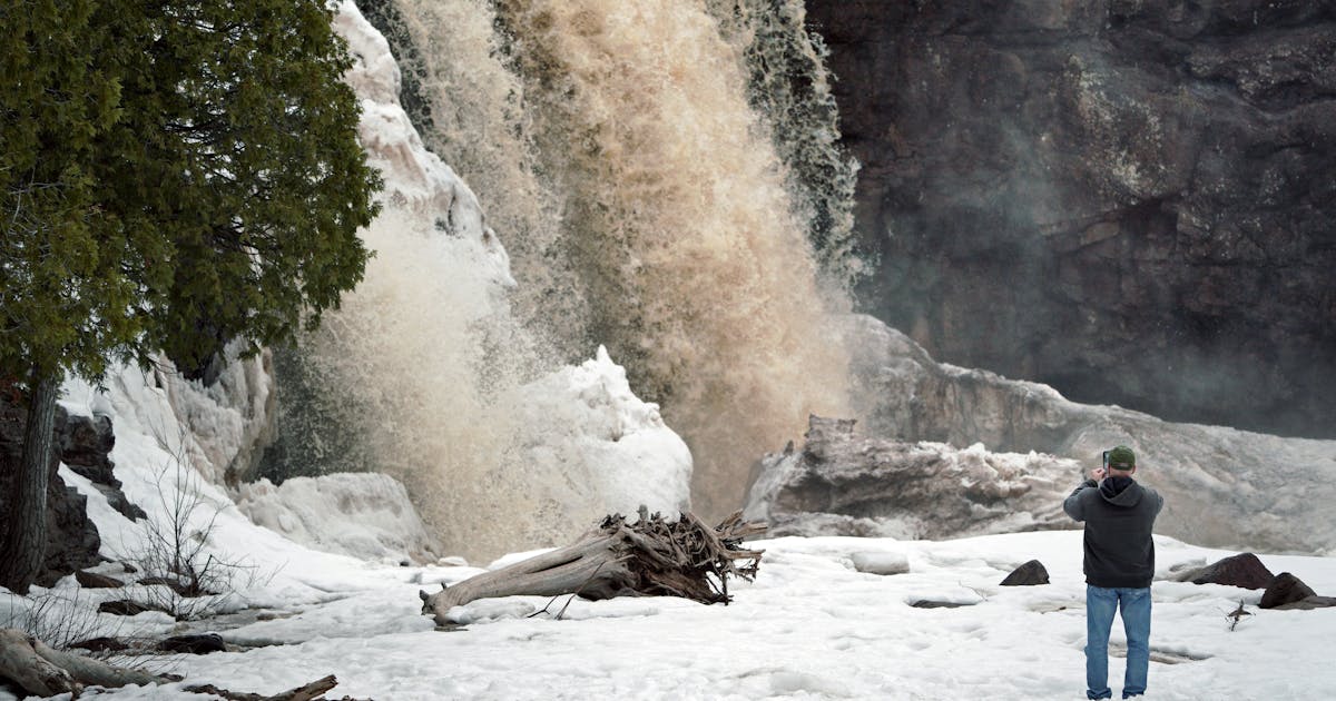 ‘Epic’ waterfalls flowing on Minnesota’s North Shore after record snow