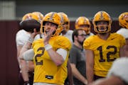 Gophers quarterback Tanner Morgan passed during an open spring practice on Saturday inside the Athletes Village football training facility on the camp