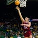 South Dakota center Hannah Sjerven went in for a layup during the Coyotes’ first-round NCAA tournament victory over Ole Miss last month.