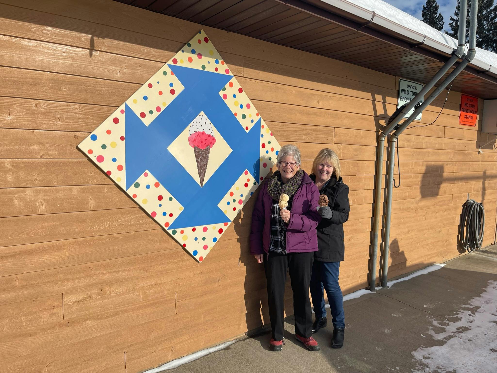 Lisa Kaiser and Mary Noska, co-instigators of the Central Minnesota Barn Quilt Trail, at Don and Dave's Store.