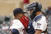 Twins reliever Jhon Romero discussed strategy with Gary Sanchez in a game against the Mariners. But if Sanchez and backup catcher Ryan Jeffers should 