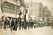 Dozens of Salvation Army members marched in a 1916 funeral procession for Capt. Emma Anderson through St. Paul’s East Side. She helped fellow Swedis