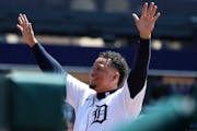 Miguel Cabrera celebrated after his 3,000th major league hit on Saturday in Detroit.